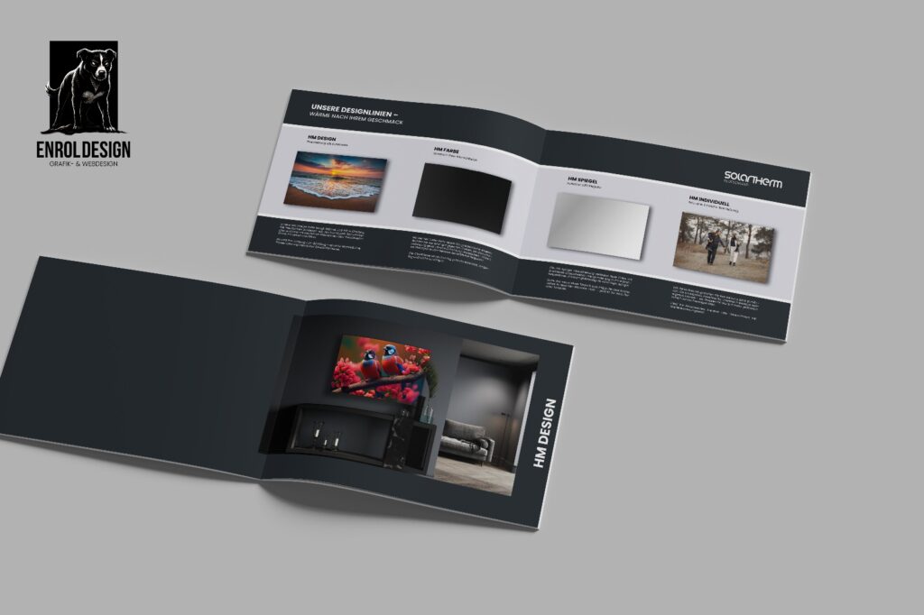 Hochwertiges Broschüren-Design für Solartherm – Layout, Konzept & Bildbearbeitung von Enrol Design