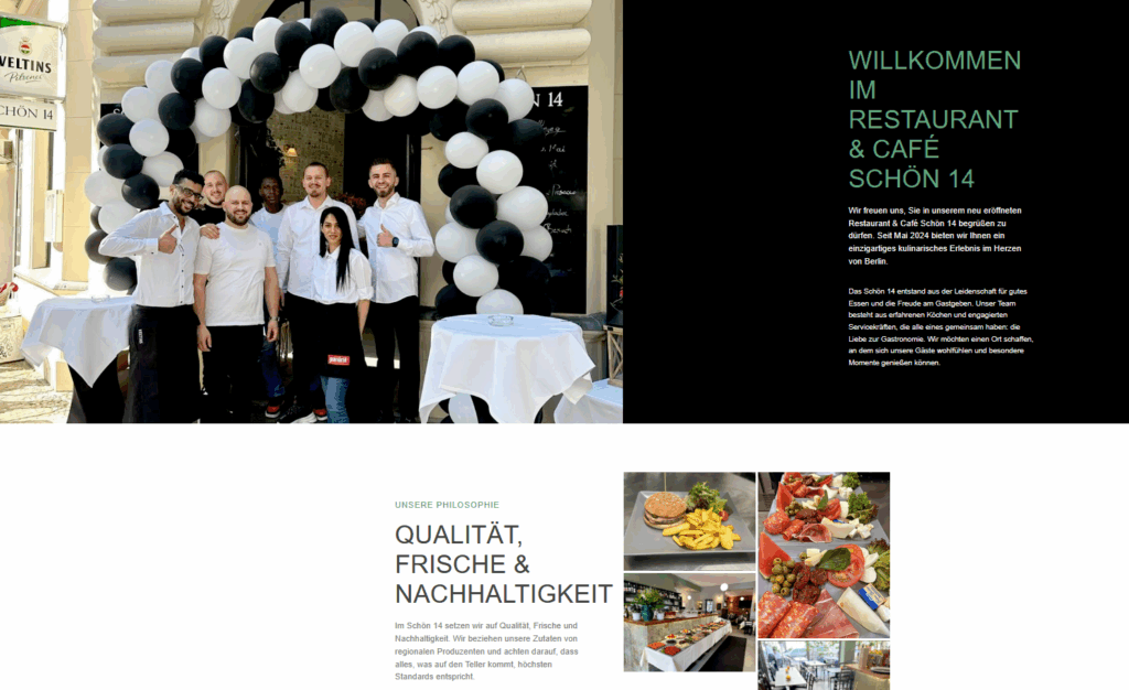 Projekt: Webdesign für Restaurant & Café Schön 14 – Genuss trifft Design