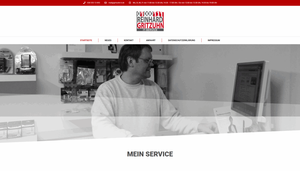 Projekt: Webdesign für Reinhard Gritzuhn IT-Service – Klar. Übersichtlich. Funktional.