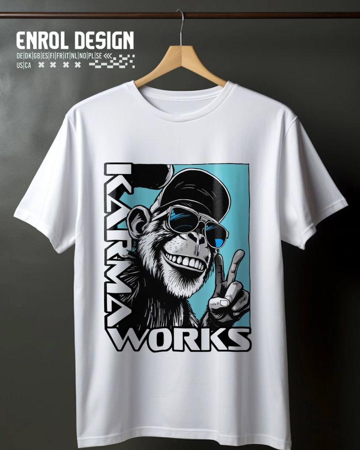 Weißes Shirt mit Street-Design Motivmaske – EnrolDesign Urbanwear