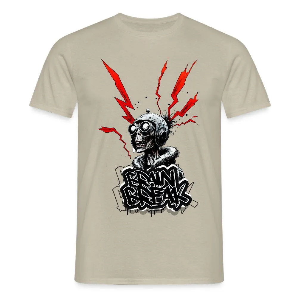 EnrolDesign Shirt mit Brain Break Motiv – Statement-Design auf Beige