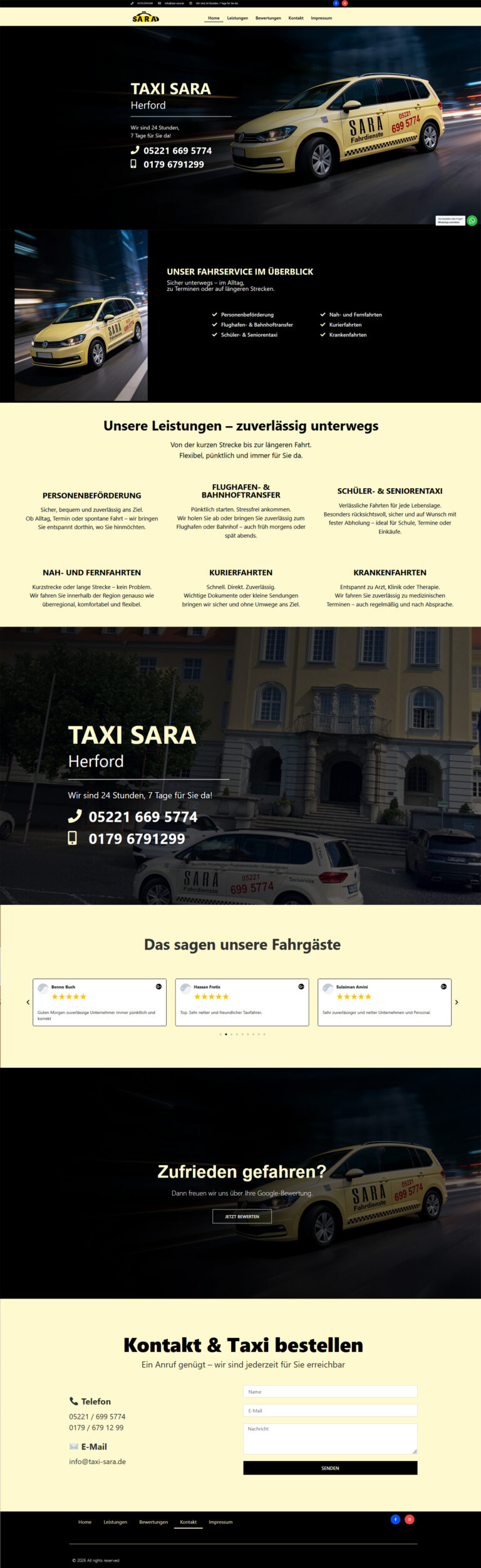Webseite Taxi Sara - EnrolDesign