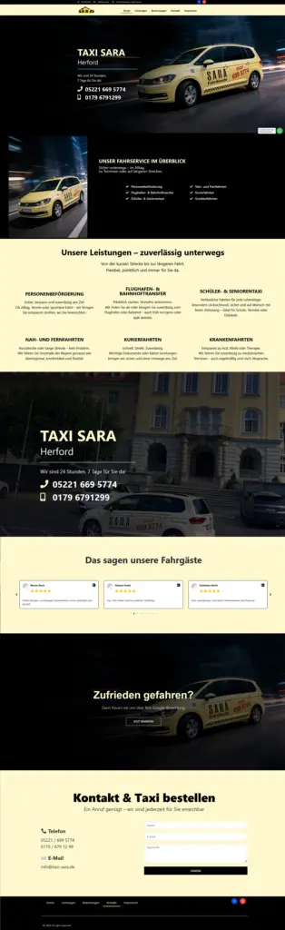 Webseite für Taxi SARA 🚕